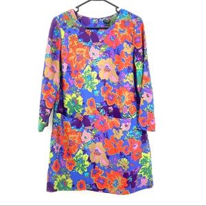 J.Crew Colorful Floral 3/4 Sleeve Mini Dress